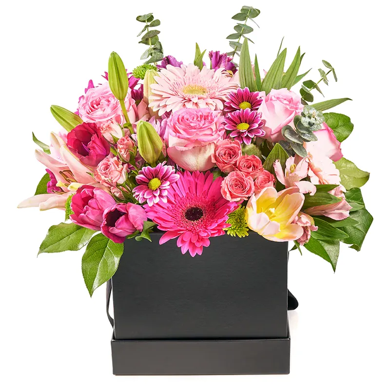 Цветы в коробке Розовое сияние